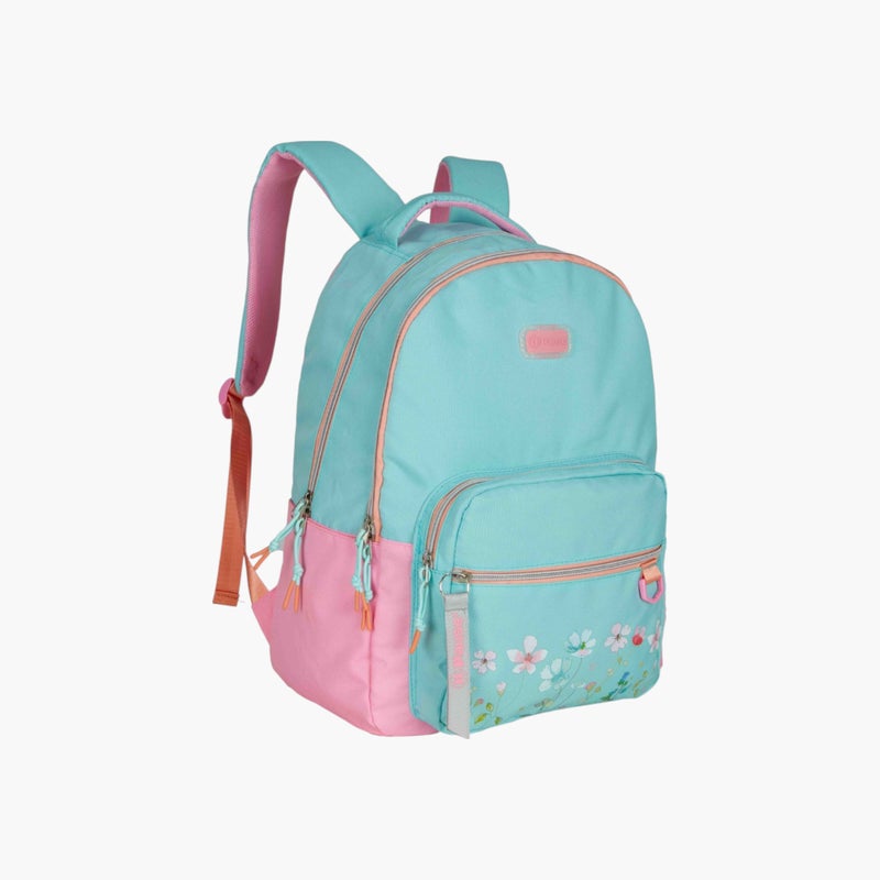 PAUSE Printed Backpack in Aqua and Pink for Girls - Image 2